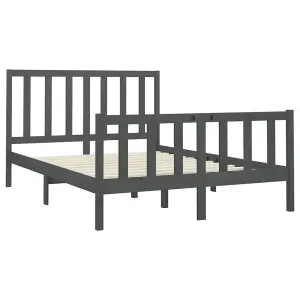 Berkfield Bed Frame Grey Solid Wood Pine 150x200 cm 5FT King Size