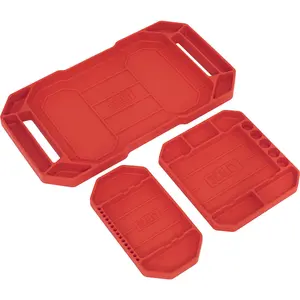 3 Pack Non-Slip Flexible Tool Trays - Versatile Garage Storage Solutions in 3 Sizes