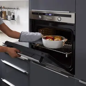 Cooke & Lewis Clmfsta Built-In Single Multifunction Oven - Brushed Black & Grey Stainless Steel Effect