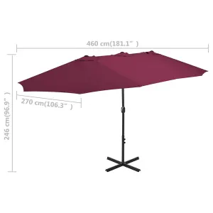 Berkfield Outdoor Parasol with Aluminium Pole 460x270 cm Bordeaux Red