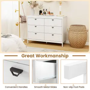 COSTWAY 6-Drawer Chest of Drawers 3-tier Wooden Sideboard Cabinet White