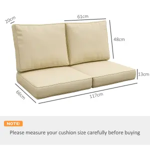 Outsunny 2 Seater Outdoor Seat Cushion with Back, for Garden, Beige