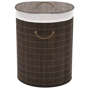 Laundry Hamper Dark Brown / Oval / 45 x 35 x 60 cm