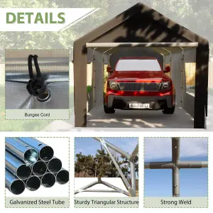 Birchtree Outdoor Steel PE Carport 10x20ft Shed Sidewalls & Windows Boat Truck