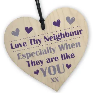 Red Ocean Neighbour Thank You Wooden Heart - Love Thy Neighbour Gift - Best Neighbour Present