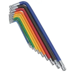 9pc Extra-Long Star Torx Tamper Torx keys Multicoloured with Holder T10-T50