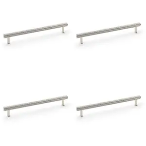 4 PACK - Reeded T Bar Pull Handle - Polished Nickel 224mm Centre SOLID BRASS Drawer Lined