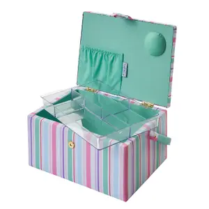 Medium Sewing Basket Stripe 18.5 x 26 x 15cm - Sewing Online GA1122M