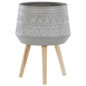 Elevated Plant Pot MALAKI Ceramic Light Grey