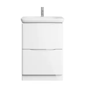 Eden 600mm Floorstanding Vanity Unit in Gloss White & Link Resin Basin