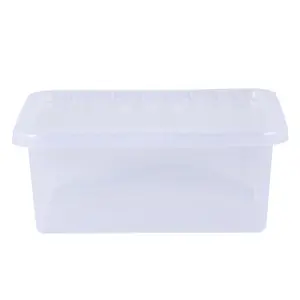 Wham Crystal 17L Small Under Bed Plastic Storage Boxes With Lids - Pack of 5. Clear, Strong, Made in UK Clear