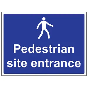 Pedestrians Site Entrance Safety Sign - Rigid Plastic - 600x450mm (x3)