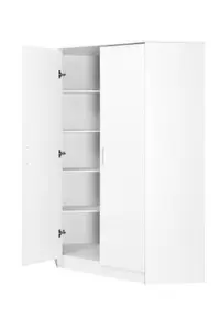 REFLECT 2 Door Corner Wardrobe in Gloss White Door Fronts and Matt White Carcass