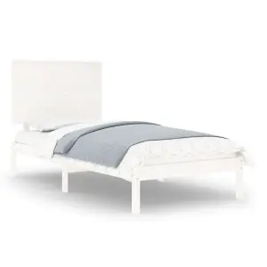 Berkfield Bed Frame White Solid Wood 90x190 cm 3FT Single