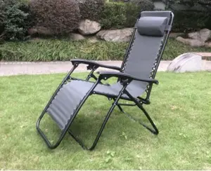 Grey Zero Gravity Garden Reclining Chair Sun Lounger Recliner Outdoors Summer Patio