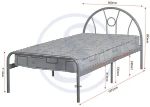 Nova 3ft Single Bed Frame Silver Finish METAL