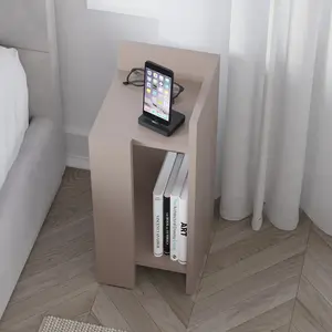 Lochlan Modern Compact Nightstand Bedside Table 25 x 27 x 60cm  Bedroom Furniture Light Mocha / Right Orientation