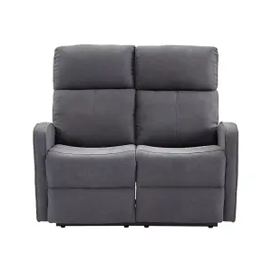 3+2 Manual Reclining Sofa Set with Cup Holders in Dark Grey Fabric - Parma