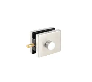 Centre lock, round bolt, twist lock on one side, brushed stainless steel