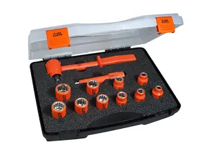 12 Piece Premium Insulated 3/8 Inch Drive Socket Set for High Voltage Safety