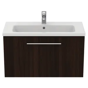 Ideal Standard i.life S Compact Matt Coffee Oak effect Wall-mounted Bathroom Vanity unit (H) 440mm (W) 800mm