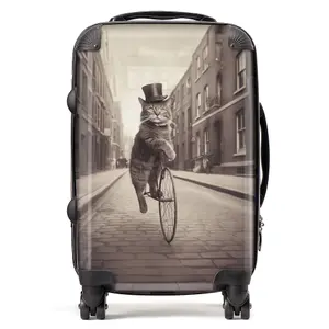 Victorian Cat Riding A Bike Suitcase - Cabin