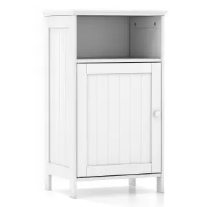 COSTWAY Bathroom Side Cabinet with Single Door and Open Shelf