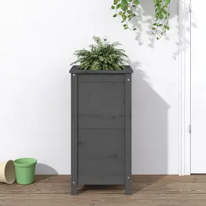 Berkfield Garden Planter Grey 40x40x78 cm Solid Wood Pine