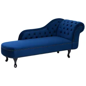 Right Hand Chaise Lounge Velvet Navy Blue NIMES