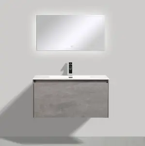 Rigel Concrete Wall Hung Bathroom Vanity Unit with White Basin (W)900mm (H)450mm