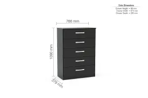 Birlea Lynx 5 Drawer Chest Black