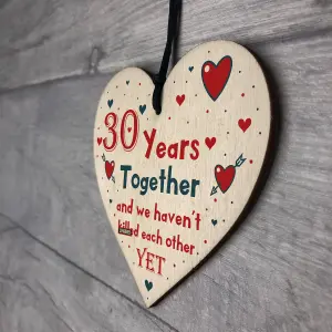 Funny Rude 30th Anniversary Gift For Husband Wife Gift For Him Her Wooden Heart