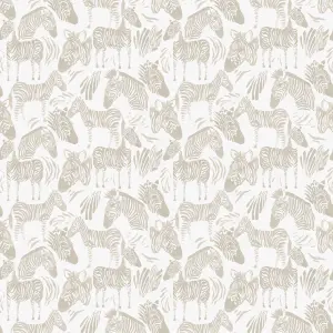 Roomblush Nursery Zebra Safari Eco 4 Lane Repeatable Wallpaper Mural 200 x 285cm, Beige