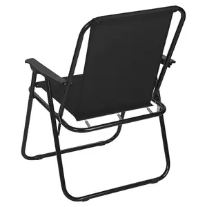 URBNLIVING 76cm Height 2pcs Black Garden Patio Metal Folding Chairs Camping Beach Picnic Outdoor Seats