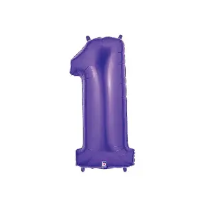 Betallic Megaloon 1 Glitz Number Balloon Purple (One Size)