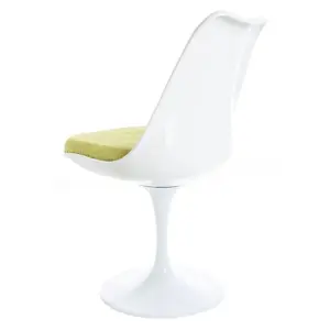 White Tulip Dining Chair with Luxurious Green Cushion