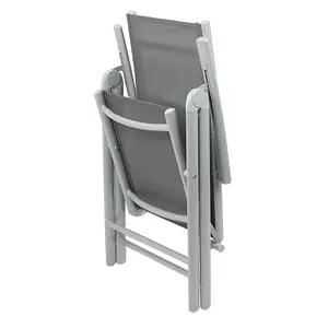 Adjustable Folding Garden Dining Chair with Aluminium Frame - Grey