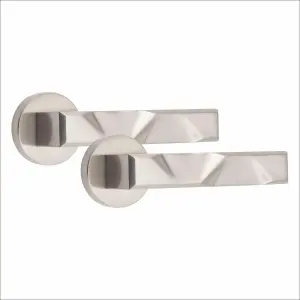 1 Set Nova Design Bathroom Complete Door Handle Set Satin Nickel Finish