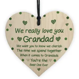 Fathers Day Birthday Gifts For Grandad Wood Heart Thank You Grandparent Gift