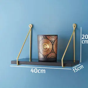 Addre Floating Shelf Black/Gold / 20cm H x 40cm W x 15cm D