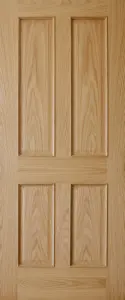 4 panel Fully finished Unglazed Oak veneer Internal Door, (H)1981mm (W)762mm (T)35mm