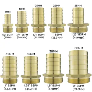 Solid brass pipe hosetails to male bsp thread for pumps,filters water features and fountains,38mm barb-1.5" bsp thread (47.8mm)