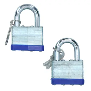 2pc 50mm Keyed Alike Padlock Laminated Steel Padlocks Shed Gate Lock