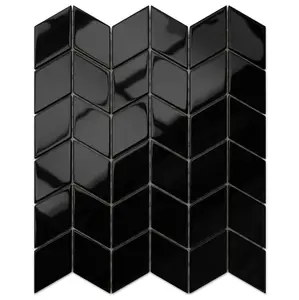 Glass mosaic on mesh for bathroom or kitchen 26.5cm x 30.5cm - Black puma