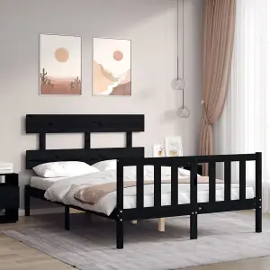 Berkfield Bed Frame with Headboard Black 120x200 cm Solid Wood