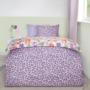 Safari Duvet Cover Set Reversible Quilt Soft Pillowcase Bedding, Pink - Single