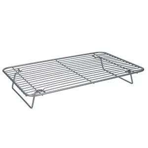 MasterClass Smart Ceramic Non-Stick Roasting / Cooling Rack with Folding Legs, Carbon Steel - Grey