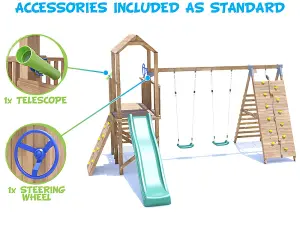 Dunster House Climbing Frame with Swings, Slide, Tall Wall FrontierFort High Platform