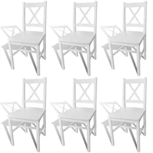 Berkfield Dining Chairs 6 pcs White Pinewood