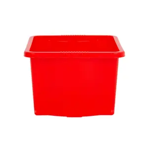 Wham 4x Stack & Store 35L Red Plastic Storage Boxes. Home, Office, Classroom, Playroom, Toys, Books. L48 x W38 x H26cm